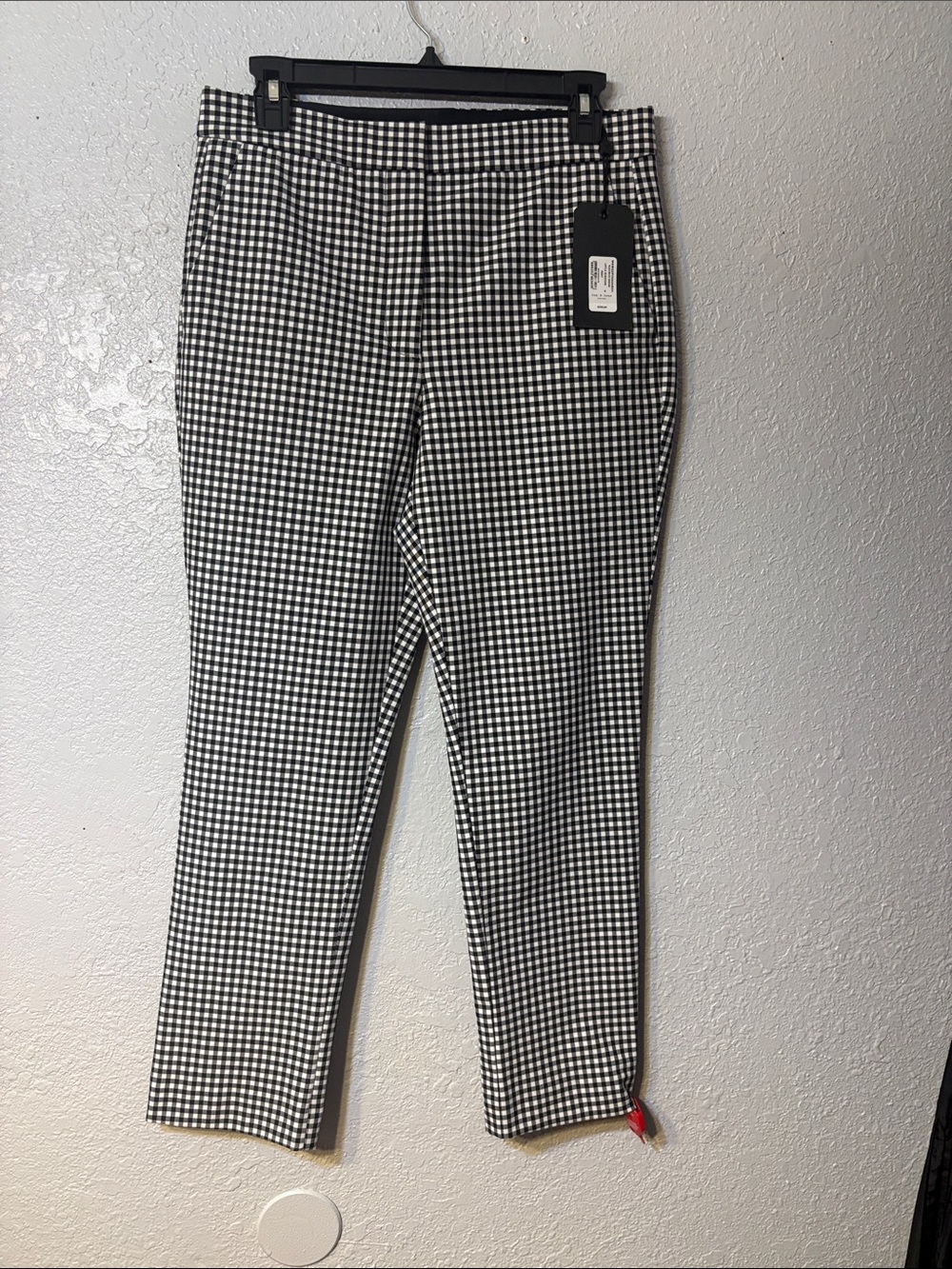 rag & bone Black and White Gingham Straight Leg Pants